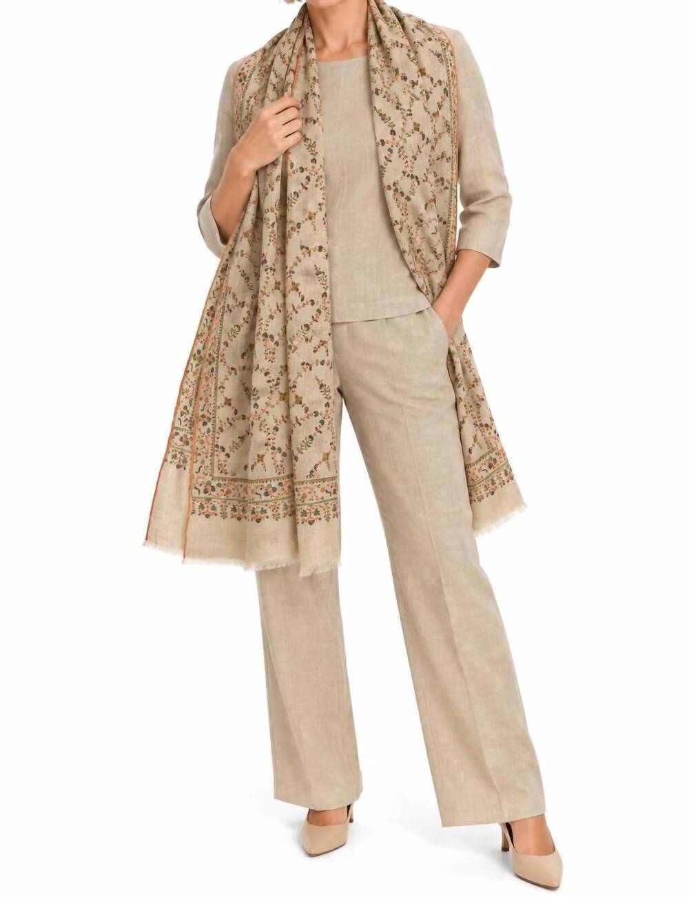 NEW JODI ROSE botanical whisper scarf in natural